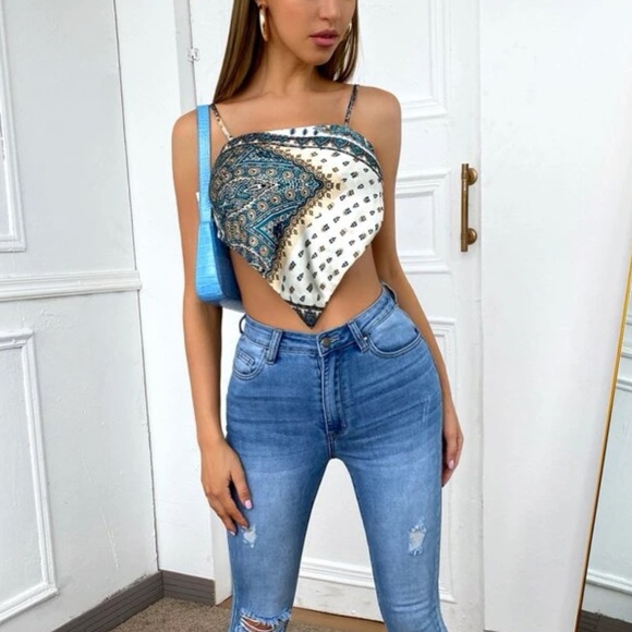 Scarf Print Bandana Top - Picture 3 of 5